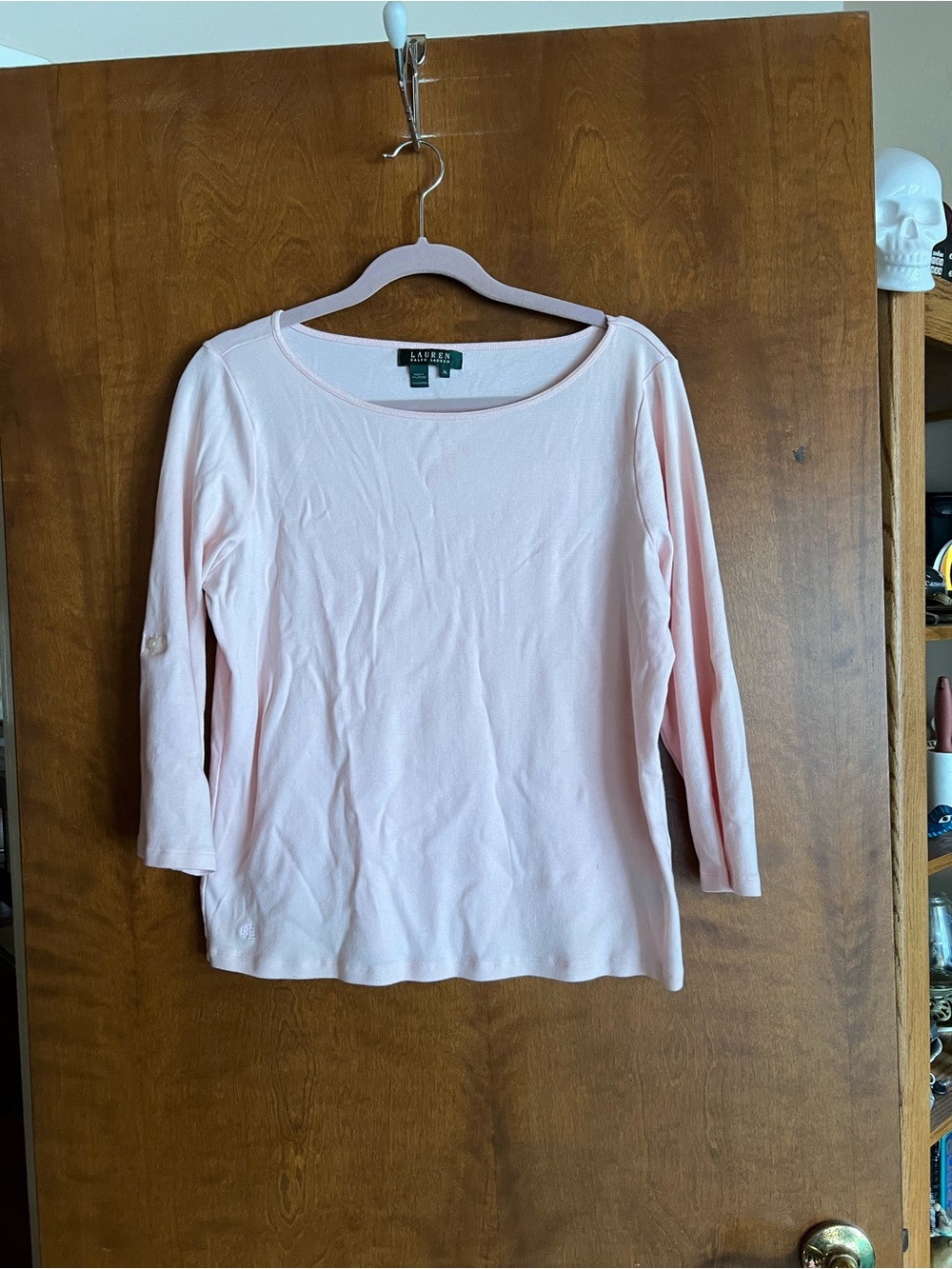 Ralph Lauren Light Pink Boatneck 3/4 Sleeve Top